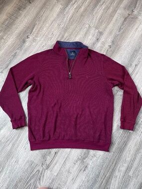 Tailorbyrd 1/4 Zip cozy knit pullover maroon mens large golf pullover